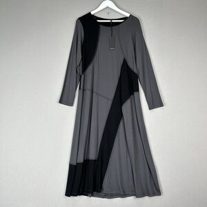 Comfy USA Dress Womens Gray Michelle Rib Colorblock Maxi Lagenlook Travel Artsy